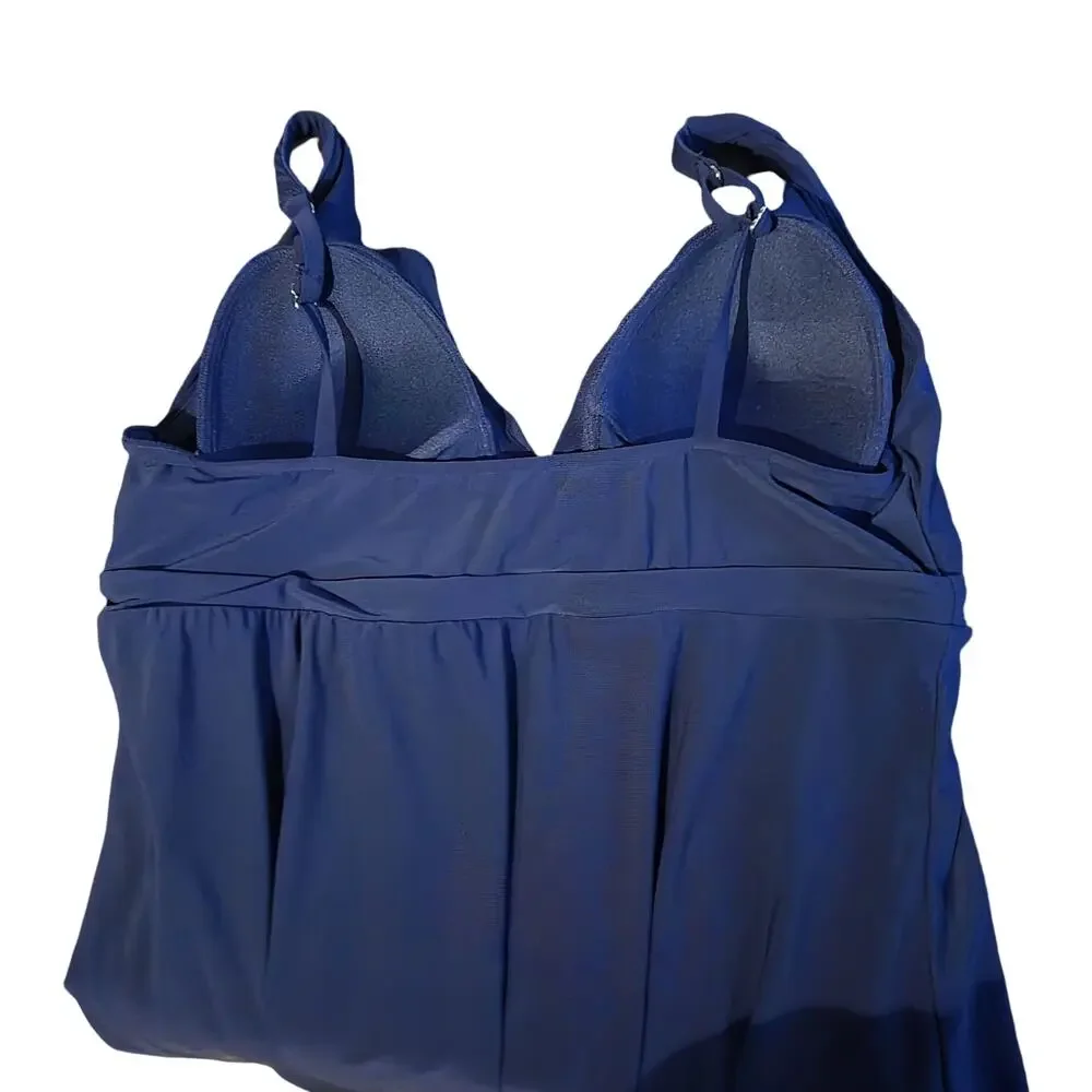 Aqua Green Swim Navy Blue Swimsuit Dress‎ Size: XL